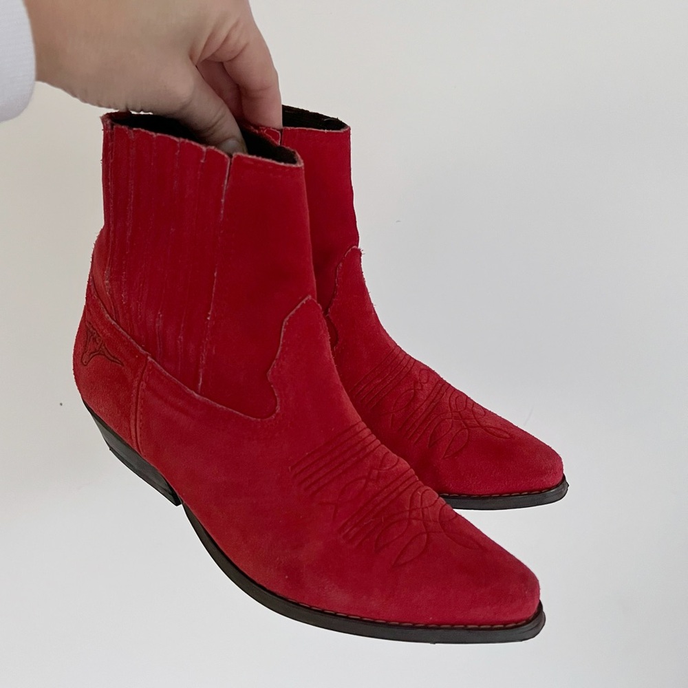 Joe Sanchez Red Suede Ankle cowboy Boots 37